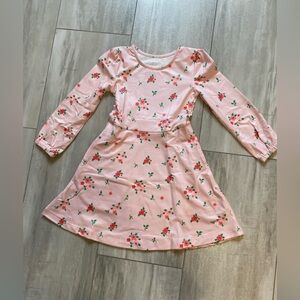NWOT Sugar Bee Emily Pink Long Sleeve Fit & Flare Dress Red Heart Floral Girl 3T